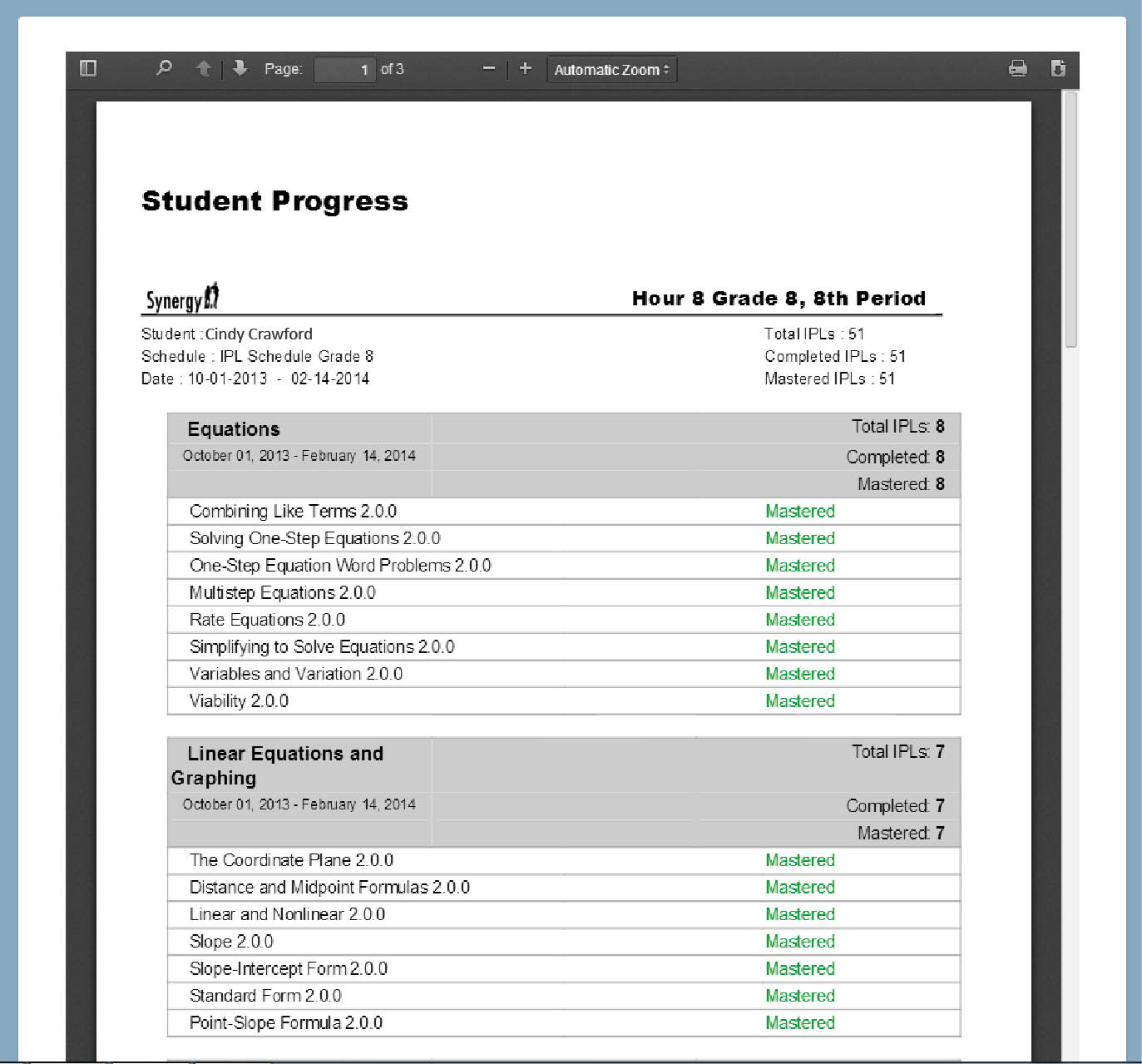 math-module-progress-report-example